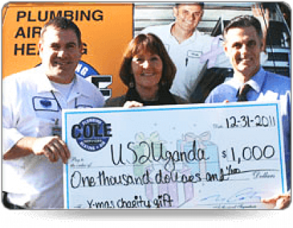 Cole Services donating one-thousand dollars for US2Uganda